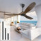 XSGDMN Wood Outdoor Ceiling Fan without light, 52 inch Modern 3 Solid Wood Blade Low Profile Ceiling Fans, Reversible Quiet DC Motor for indoor/outdoor, Patio, Porch, Farmhouse