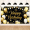 Koliphy Bannière Anniversaire Noir Or, Joyeux Anniversaire, 70,8 x 40,3 Pouces