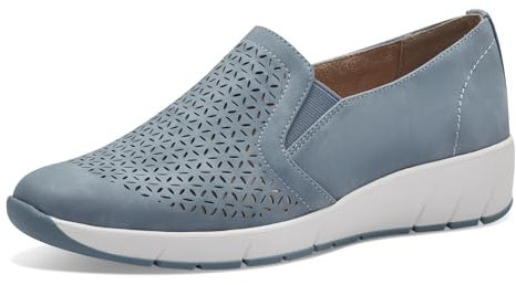 Jana Damen Slipper mit Keilabsatz Vegan, Blau (Denim), 39 EU