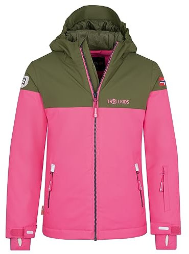 Trollkids Girls Hallingdal Jacket 176, Dusky Olive/Light Magenta