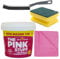 The Pink Stuff Paste Miracle Cleaner Household Cleaning Kitchen Oven Stain Remover 850g Bundled with Crevice Grout Gap Brush, Cloth & Sponge