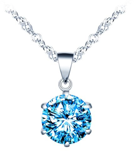 MICSAVI Ketten mit Anhänger Solitär Zirkonia 925 Sterling Silber Colliers für Damen Mädchen Halskette Schmuck