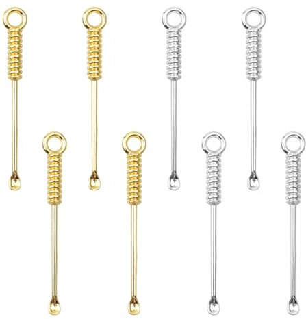 Luckious 8 Pcs Metal Tiny Snuff Spoon Micro Scoops - Medicine Powder Spoon Necklace Pendants (Golden and Silver), 2212-172A