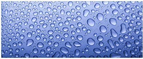 Wallario Glasbild Wassertropfen auf Glas - 32 x 80 cm Wandbilder Glas in Premium-Qualität: Brillante Farben, freischwebende Optik
