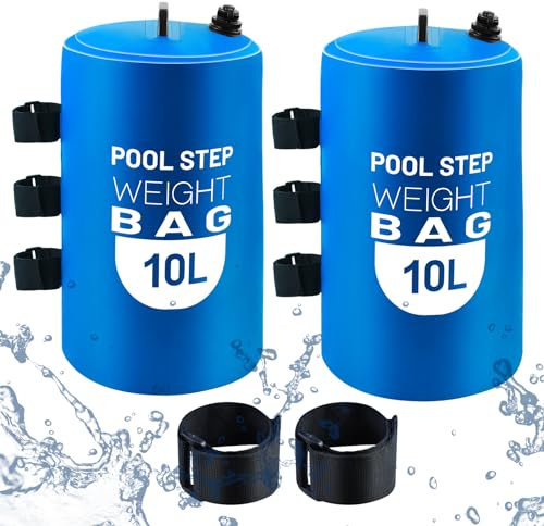 2 Stück Poolleiter-Gewichte, 10 l, universal, Pool-Stufengewichte, Sandsack, wasserdicht, 500D PVC, Schwimmbad-Treppengewichte für oberirdische und innere Pools mit Nylongriff, Blau