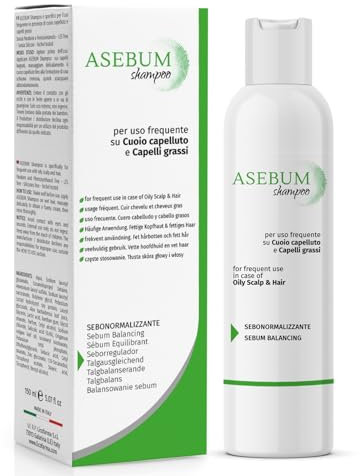 Licofarma Asebum Shampoo speziell für fettiges Haar | Normalisiert die Kopfhaut | Talgregulierende Wirkung | natürliche Formulierung | tägliche Anwendung | 150 ml Flasche