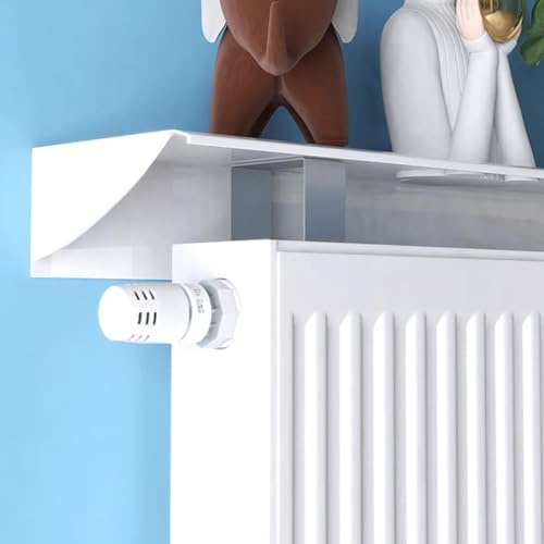 Usknxiu Cache-radiateur Etagère de radiateur sans perçage métallique sur étagère de radiateur, Cache-radiateur Cache-radiateur pièces Blanches (95 cm)