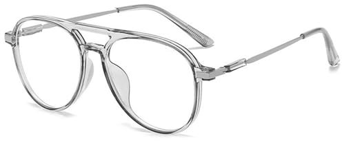 MAGIMODAC Damen Herren Lesebrille Groß Mode Computer Lesebrillen Oversized Blaulichtfilter Brille Sehhilfe Lesehilfe Grau 1.50