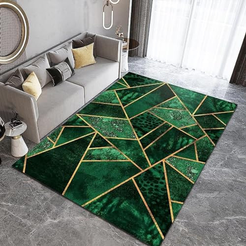 Teppiche Wohnzimmer Teppiche 3D Küchenteppich Teppichläufer Schlafzimmer Wohnzimmer Arbeitszimmer Büro Faltbar Dunkelgrüne Goldene Geometrische Linien 160 X 200 cm / 62.99 X 78.74 -7Y0A3Z7B1K8N