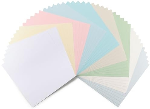 Florence Tonkarton 30,5 x 30,5 cm - 45 St. Pastell mit Leinen Struktur 250 g - Scrapbooking Bedarf und Bastelpapier für Kartenbasteln, Scrapbooking und Journaling - Reißfest Buntpapier