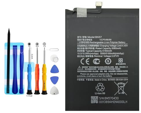 Vvuilsty BN57 - Batería de repuesto para Xiaomi Poco X3 NFC M2007J20CG M2007J20CT, batería recargable de 0 ciclos compatible con Xiaomi Poco X3 NFC M2007J20CG con kits de herramientas de reparación