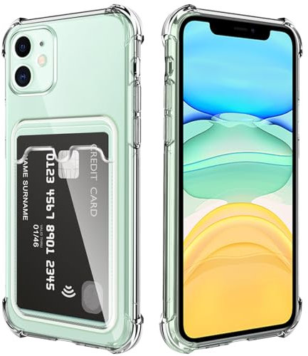 DEVASO Coque pour iPhone 11 avec Porte Cartes, Souple TPU Silicone Transparente Protection de la Caméra Étui Portefeuille Lentille Anti-Rayures Carte Housse