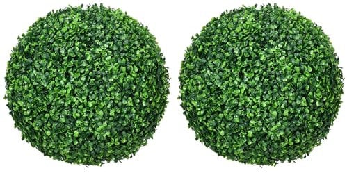 HOMCOM Set of 2 Artificial Topiary Balls, 40cm Faux Boxwood Balls, Hanging Decoration for Home, Indoor, Outdoor, Green