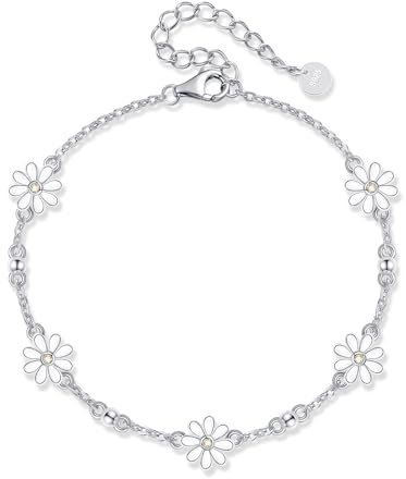 URONE Gänseblümchen Armband 925 Sterling Silber Gänseblümchen Blume Armband Gänseblümchen Schmuck für Damen