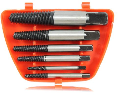 6 Stück Schraubenausdreher Set, Spiral Screw Extractor, Linksausdreher Set Profi, Schrauben Ausdrehwerkzeug, Ausdrehwerkzeug Schrauben, Linksbohrer, Silber