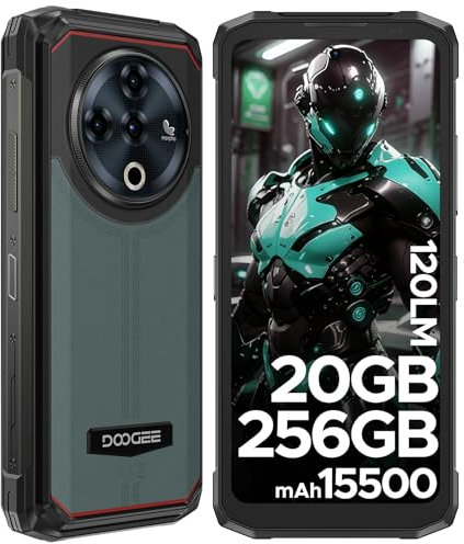 DOOGEE Fire6 Power 15500mAh Rugged Smartphone, 120LM Dual Light Flashlight, 20GB+256GB/2TB, 33W Charge, 6.56 Android OS Rugged Phone, 50MP, 4G Dual SIM Android Phone, 3 Card Slots, 18W OTG/NFC/GPS