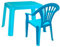 Tradineur - Set de Mesa y Silla Infantil de plástico, Modelo Tipi, Estructura sólida, niños, Interior y Exterior, salón, jardín, Fabricado en España (Azul Claro)