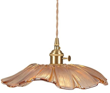 perfk Lampe Suspendue Moderne en Verre à Fleurs, luminaires Suspendus, esthétique, lumière Robuste, Marron Clair