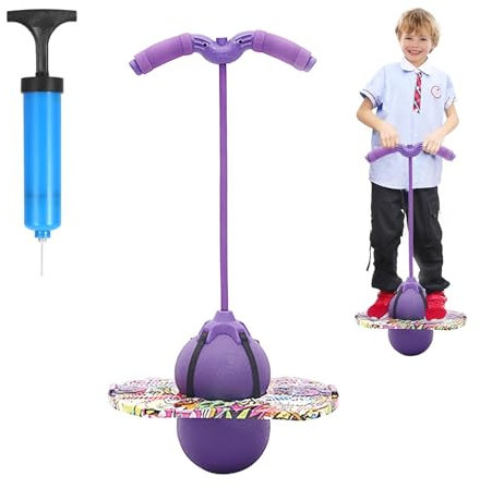 MeYuxg Pogo Stick für Kinder, Hüpfball Kinder mit Griff, 100 kg Tragfähigkeit, Hüpfstange für Kinder und Erwachsene, Sportgeräte für Gleichgewichtstraining, Sport, Abnehmen und Fettverbrennung(Lila)