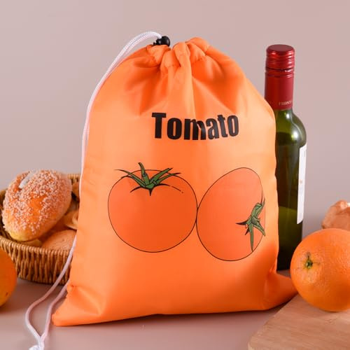 Orangefarbene Mandarinenbeutel, Gemüsebeutel, wiederverwendbare Lebensmittelbeutel, Bananenhaltebeutel, Aufbewahrungsbeutel mit Kordelzug, verhindert Geruch frisch für längere Beutel für Obst und
