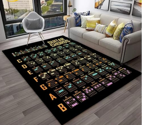 Music Basic Guitar Chord Theory Chart Piano Carpet Rug for Home Living Room Bedroom Sofa Doormat Decor Area Rug160X230Cm