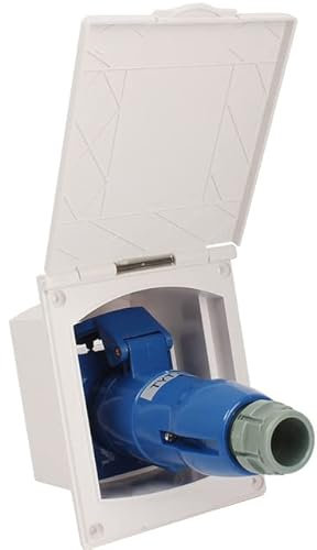 LNHHG RV Camper 16A Externer Spülanschluss Wasserdichte Steckdose RV Yacht Wasserdichte 3-adrige Ladebuchse Stromschnittstelle(1Set White)