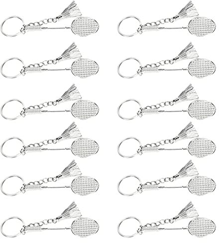 Tnfeeon 12pcs Badminton Racket Keychain Metall Keyring Sportschlüsselkainer für Badminton Party Gunst