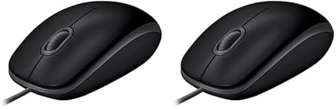 Logitech B110 Souris Filaire USB, Boutons Silencieux, Taille Standard au Design Confortable, Ambidextre, Compatible avec PC/Mac/Portable - Gris (Lot de 2)