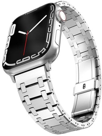 Svapo Correa de Metal de lujo para Apple Watch, pulsera de acero inoxidable de 45mm, 41mm, 44mm, 42mm y 46mm para iWatch Series 10, 9, 8, 7, Ultra2, 49mm(Silver,49mm)