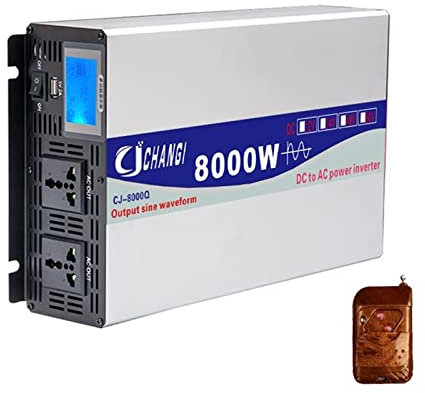 Convertisseur de Tension, Onduleur Pure Wave Current 4000W/5000W/6000W/8000W (valeur de crête) Transformateur DC 12V/24V/48V/60V à ​​AC Onduleur à onde sinusoïdale Automobile, Automobile domestique(80