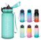 Motswedi Gourde, 0.5L Sans BPA, Gourde Avec Paille Adulte, Convient Aux Boissons Gazeuses, Bouteille, Gourde Motivation Étanche, Bouteille d'eau pour École, Salle de Sport, Camping - Bleu&vert