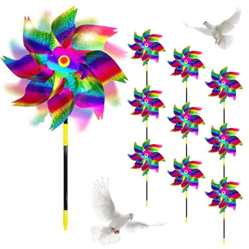 Windrad Vogelabwehr Taubenabwehr, 10 Stück Vogelabwehr Reflektierende Windrad, Vogelschreck Windräder Windrad GartenTaubenschreck to Protect Garten, Hof, Obstgarten