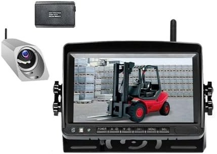 Monitor digitale wireless da 7 pollici con schermo diviso, 2 telecamere frontali, base magnetica, power bank per carrelli elevatori(1CAM)