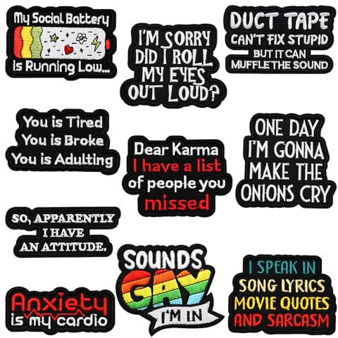 10 Stück Taktische Karma Boomerang,Just Send It,It is What It is Unterschiedlich Lustig Stickerei Hook Loop Patch für Rucksäcke Jacken Jeans Hüte Biker Uniform Tasche Baseballkappen Kleidung