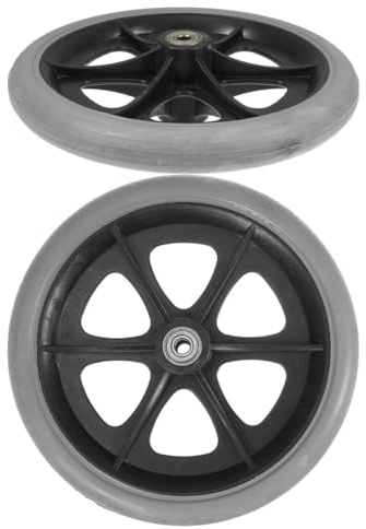 PACKOVE 2 Stück 8 Zoll Rollstuhl Vorderräder mit Achse Verschleißfeste Ersatzräder für Rollstühle Stoßfeste und Langlebige Mobilitätshilfenräder
