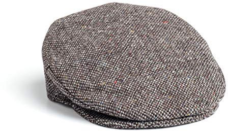 Hanna Hats Donegal Tweed Vinatge Schiebermütze für Herren, Driving Cap, Hergestellt in Irland, 100% Wolle Tweed (Grau, XL)