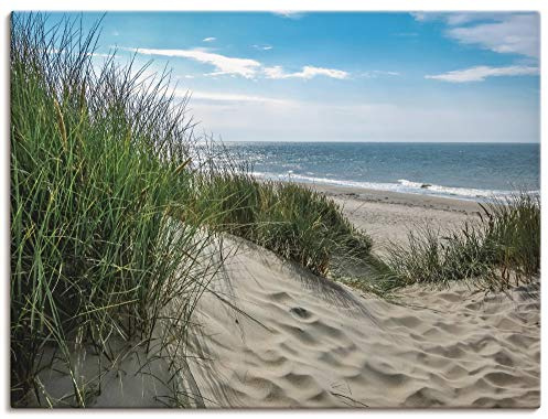 ARTLAND Wanddeko Leinwand Bilder Wandbild Strand Meer Küste Nordsee Maritim Düne Sommer Modern T1OE