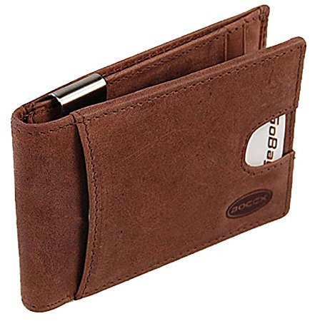 BOCCX Geldbörse mit Geldklammer Kleiner Herren Geldbeutel Slim Wallet Männerbörse RFID Blocker Herrenbörse Kreditkartenetui Portmonee 40014 GoBago (Braun)
