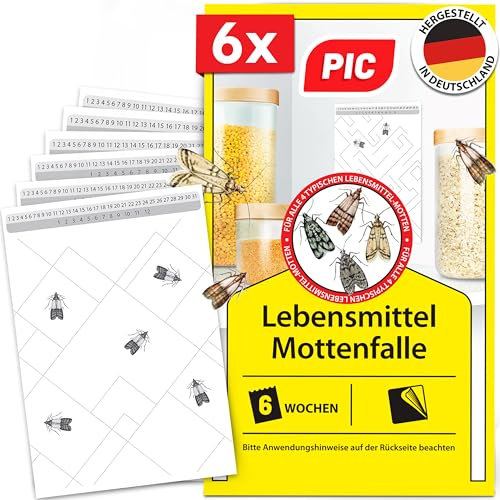 PIC – Piéges à Mites Alimentaires - Paquet Triple = 6 pièges Anti Mites - Piège à phéromones pour la Cuisine et Les magasins- Anti mite Alimentaire