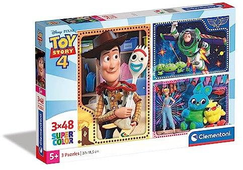 Clementoni - 25242 - Supercolor Puzzle - Disney Toy Story Age 4+ 4-3 x 48 pieces - Made in Italy - jigsaw puzzle children age 4+