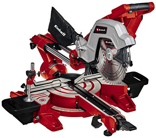 Einhell TE-SM 254 Dual Troncatrice radiale (230-240 V, 2100 W, giri al min. 4800, lama Ø254 x ø30 - 60 denti, inclinabile DESTRA E SINISTRA 0-45°, taglio max 305 x 85 mm)
