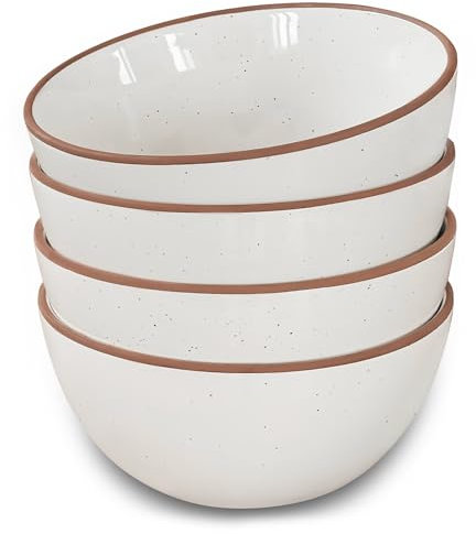 Mora - Cuencos de cerámica para cocina, 28 onzas, juego de 4 cuencos para cereales, ensalada, pasta, sopa, postre, servir, etc. Apto para lavavajillas, microondas y horno, para desayuno, almuerzo y