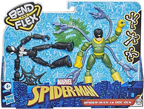 Spider-Man Marvel Bend and Flex Black Suit Vs Age 4+. Doc Ock Action Figure Toys, 6-inch Flexible Figures, For Kids Ages 4 And Up