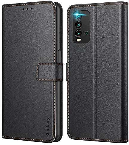 Ganbary Coque pour Xiaomi Redmi 9T, [Housse en Cuir PU Premium] [Etui à Rabat] [Pochette de Portefeuille], Étui de Protection pour Redmi 9T - Noir