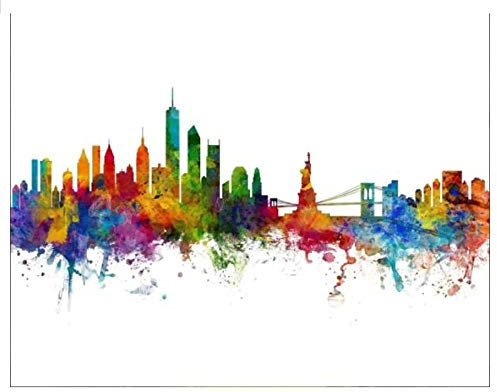 xhabbaa 5D Diamond Painting Full Bilder Groß New York Skyline Runder Diamant Kreuzstich Mosaik Strass Geschenk Geschenke Für Anfänger 40X50Cm(16X20 Zoll)