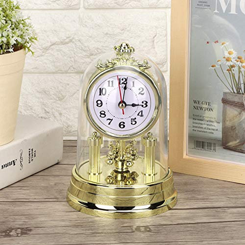 CHICIRIS Tischuhr, Silent Clock Home Decor Home Ornament Antike Uhr Uhr im europäischen Stil Clock Clock, für Wohnzimmer Indoor(Golden)