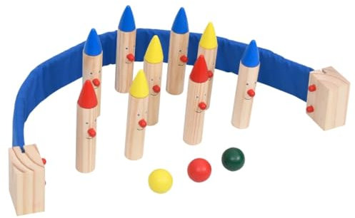 vidaXL Kiefernholz Massiv Bowlingspiel Kegelspiel Bowling Spielzeug Kegel Spielset Kinderspielzeug Geschenk Wurfspiel Kinderkegel Mehrfarbig