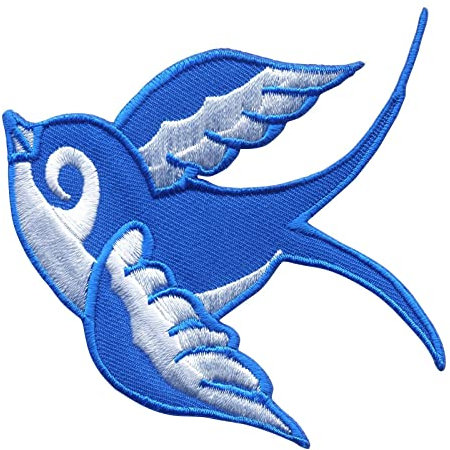 Freak Scene Aufnäher - Schwalbe - blau-weiß - Kopf links - Patch