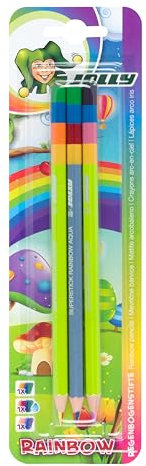 JOLLY Supersticks Rainbow, 3 Farbstifte, 3 Farbkombinationen, 4 Farben in einem Stift, bruchsicher, kinderfest, leuchtende und satte Farben, für Malanfänger