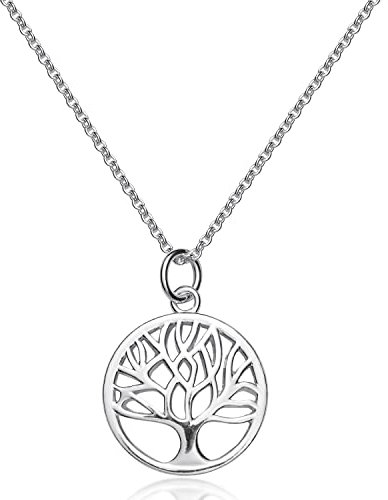 Materia Damen Halskette Lebensbaum 925 Sterling Silber CO-51-Silber